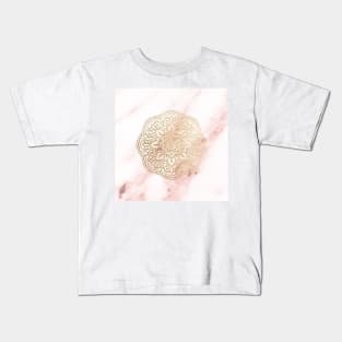 Golden mandala and pink marble Kids T-Shirt